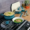 thumbnail image 2 of Spice by Tia Mowry - Tia's Healthy Nonstick Ceramic 10-Piece Teal Aluminum Cookware Set, 2 of 13