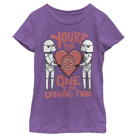 Girl's Star Wars Valentine Looking For Stormtrooper  Graphic Tee Purple Berry X Large