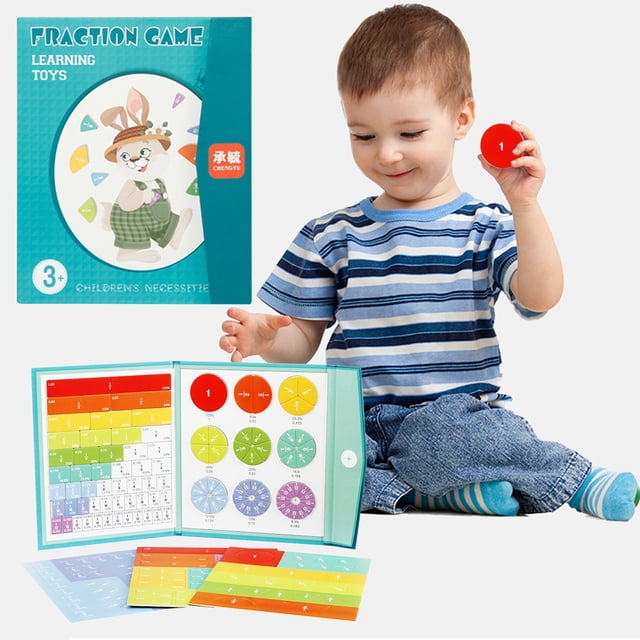 Vrorvz Elementary Math Magnetic Fraction Disc Set for Easy Fraction Learning and Interactive Math Education at Home or School Includes Activity Book 102 Stickers 3 Scoring Boards and a Pen