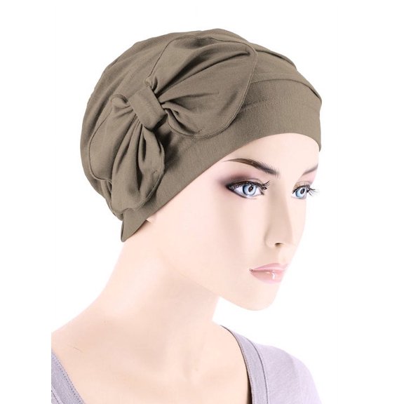 Bamboo Pleated Bow Cap Coco Brown