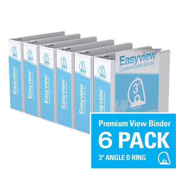 Davis Group, Easyview Premium, D Ring, Customizable, View Binder, 6 Pack, 3"