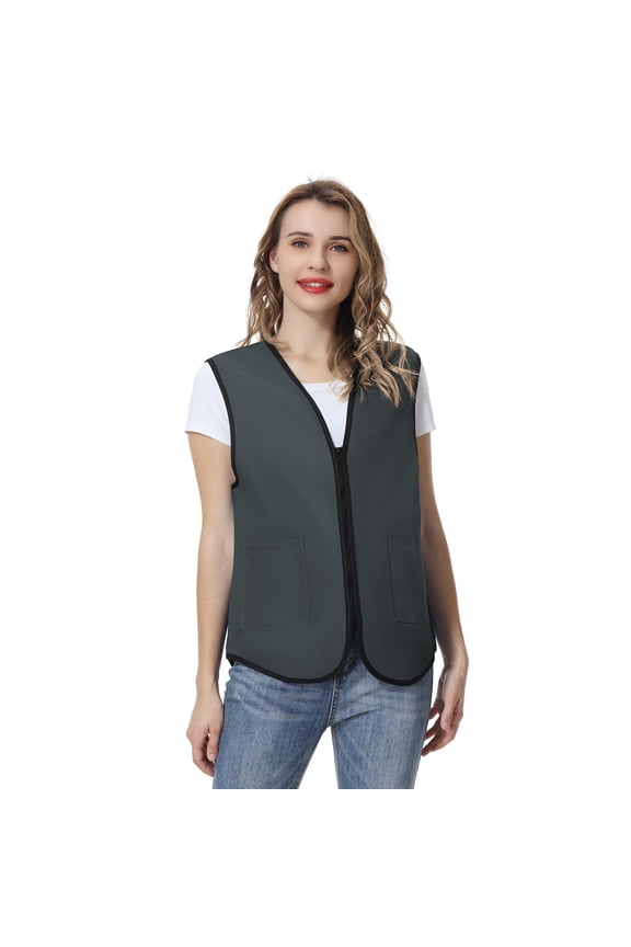 Supermarket Uniform Vest Zipper Volunteers Event Vest Unisex Waistcoat-Gray-XL
