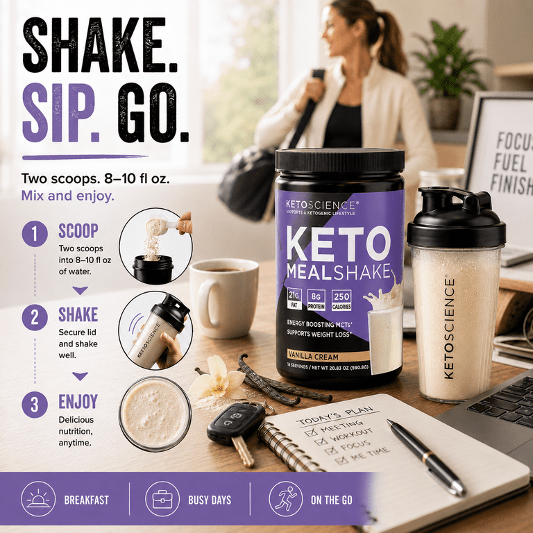 Keto Science, Ketogenic Meal Shake, Vanilla, 18.8 oz, 14 Servings