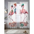 thumbnail image 2 of Pink Flamingo Sheer Curtains 108 Inch Length 2 Panels Set Window Treatments, Summer Coastal Ocean Nautical Sea Beach Rod Pocket Semi Curtains for Living Room/Bedroom/Kitchen Décor, 104"W x 108"L, 2 of 7