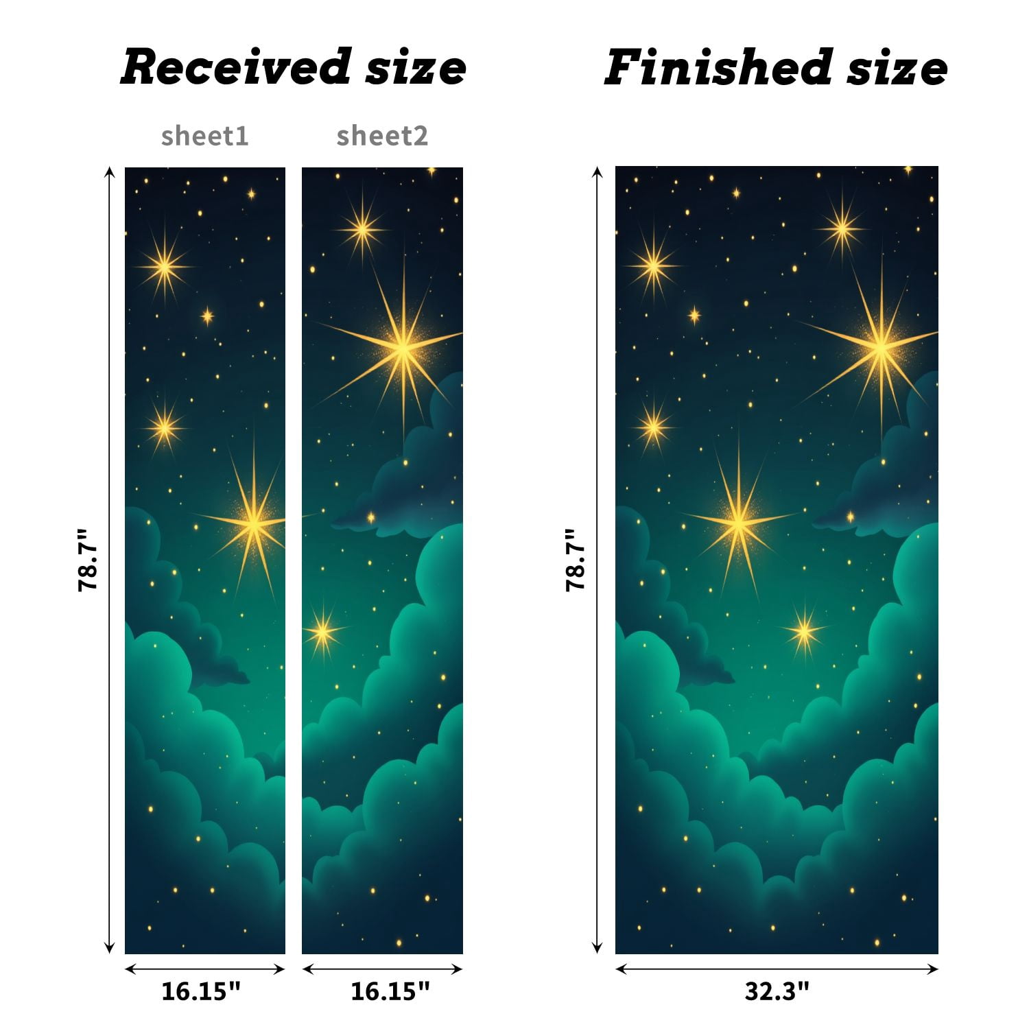Self Adhesive Vinyl Refrigerator Wrap Set Starry Night Sky Soft Clouds Glowing Stars Door Mural Removable Fridge Sticker Peel and Stick&nbsp;Full Door Cover Decal Kitchen Bar Decor