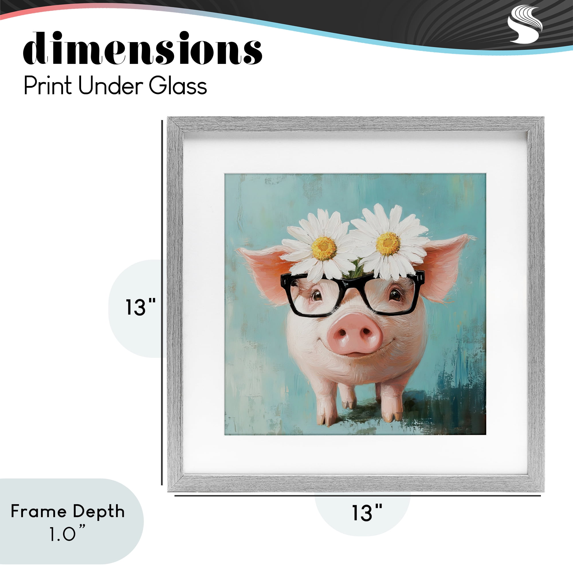 Stupell Industries Nerdy Natalie Piglet Gray Framed Print Under Glass, design by Tina LeCour