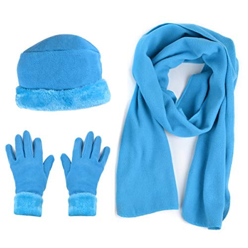 Women's Warm Fleece Winter Set Scarf, Hat, and Gloves Set