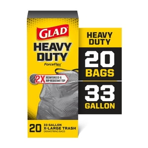 Glad Heavy Duty ForceFlex Drawstring Trash Bags, 33 Gallon, 20 Count