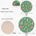 thumbnail image 3 of FREEAMG 2 Pcs Cotton Tropical Leaves Flowers Sloth Green Woven Pot Holder Trivets Set,Round Coasters Placemat for Cooking Baking Hot Dish Pan Pot Bowl Teapot(7&9 Inches), 3 of 6