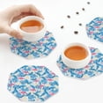 thumbnail image 4 of Leather Coasters with Heat-resistant for Drinks, Palm tree flamingo flower -标题2 Octagon, 4 of 5