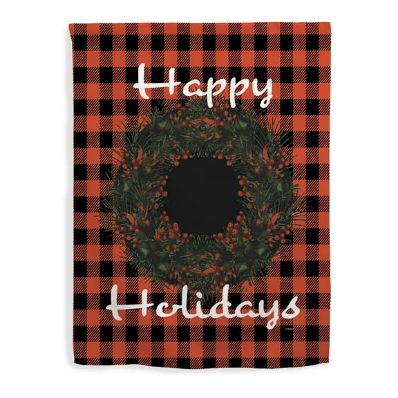 ThisWear Winter Decorations Happy Holidays Flag Winter Holiday Season Decor Vertical House Flag Red Plaid