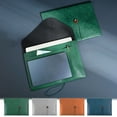 thumbnail image 1 of Leather A4 Document Holder with Button Closure - 13.89x9.72 Inches, Portable Office File Organizer for Papers, Contracts, Receipts, Tablet Sleeve, 2 Compartments, Green/Gray/Blue/Brown Options, 1 of 9