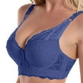 thumbnail image 3 of TOWED22 Plus Size Bras for Women,Women's Wireless Lightly Lined Maternity Nursing Bra Floral Lace,Blue, 3 of 4
