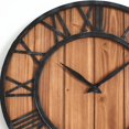 thumbnail image 2 of Relojes de pared de madera maciza silenciosa de gran tamaño y metal de bronce vintage de estilo rústico de granja de 18 pulgadas, 2 of 5