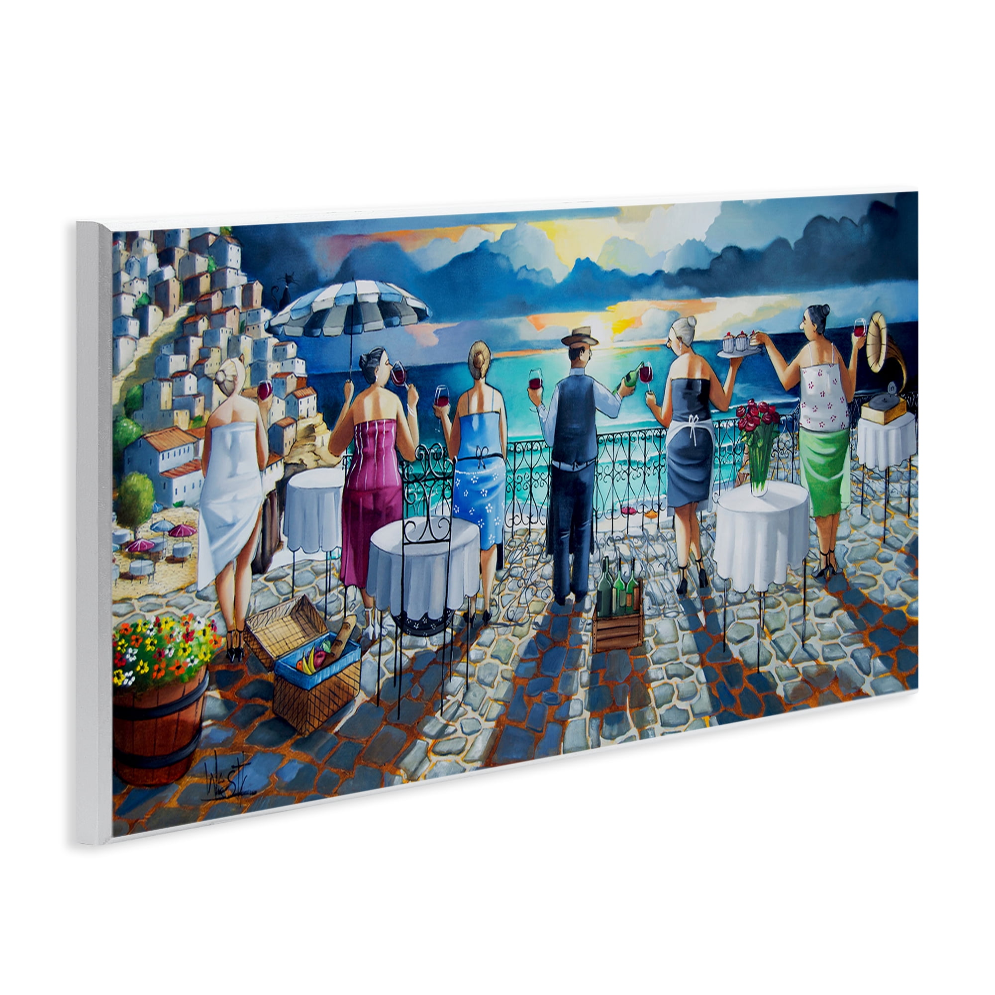 Stupell Industries Villa Sunset View People Painting Unframed Art Print Wall Art, 17 x 7