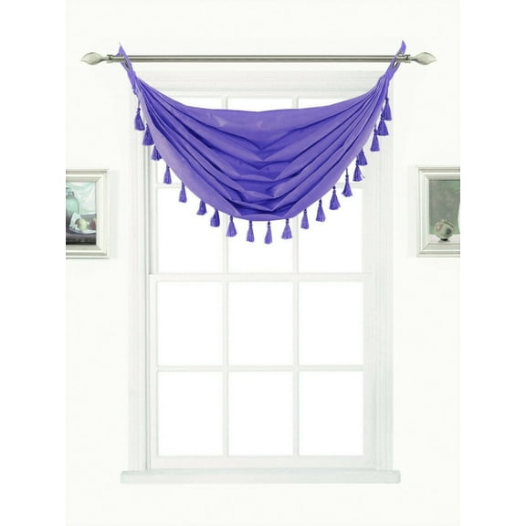 LILAC ELEGANCE FASHION M12 VALANCE WATERFALL FAUX SILK WITH TASSELS GROMMETS SEMI SHEER VALANCE KITCHEN ,NURSERY,BATHROOM, EVENTS, WEDDING,PARTY'S SIZE 38" WIDE X 22" LONG