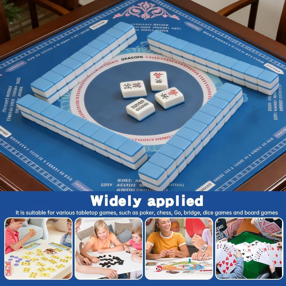 Mahjong Mat, Gaming Mat for Table with Bag, 31.5" x 31.5" Rubber Anti Slip & Noise Reduction Board Gaming Mats for Mahjong/Poker/Board Games/Card Games/Dominoes(Color:Type1)