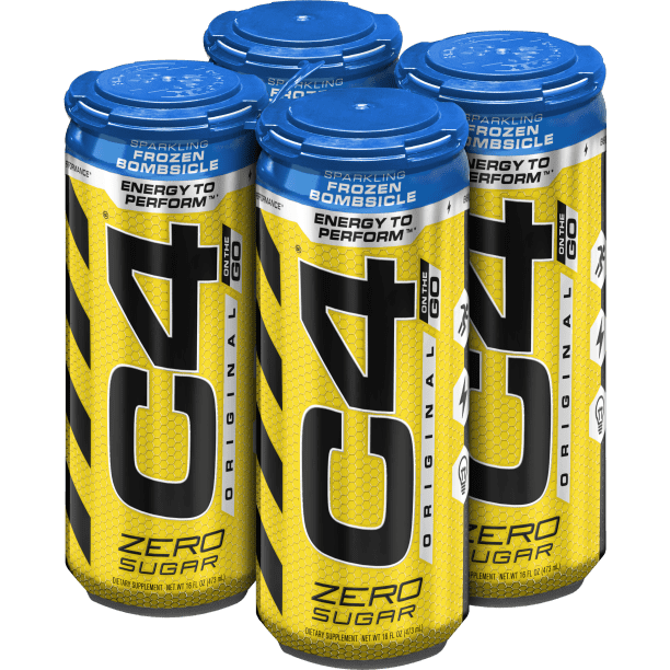 Cellucor C4 Original Carbonated On The Go Pre Workout Drink Zero Sugar Sparkfrozen Bombsicle 16 Fl Oz Pack Of 4 Walmart Com