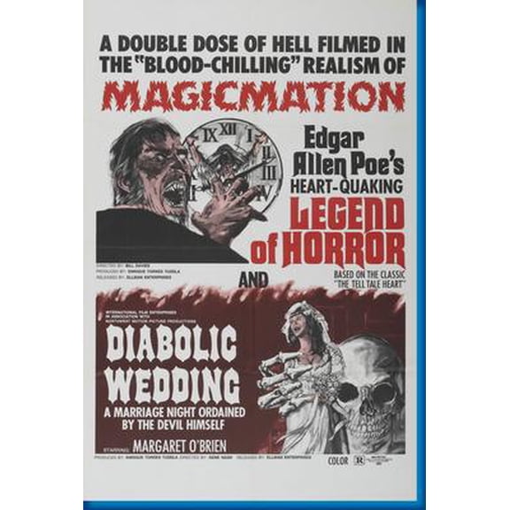 Legend Of Horror Double Feature Movie Poster 24x36 Multi-Color Square Adults Poster Time