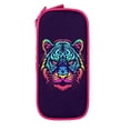 thumbnail image 2 of Large Storage Pencil Case, Neon Tiger Style Pattern with Zipper Large Capacity Pen Bag, 2 of 8