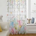 thumbnail image 5 of Easter Eggs Sheer Curtains 63 Inches Long, Spring Daisy Eucalyptus Leaves Gray Plaid Light Filering Curtains, Breathable Simi Curtain Privacy Drapes for Living Room Bedroom Window Treatment, 5 of 9