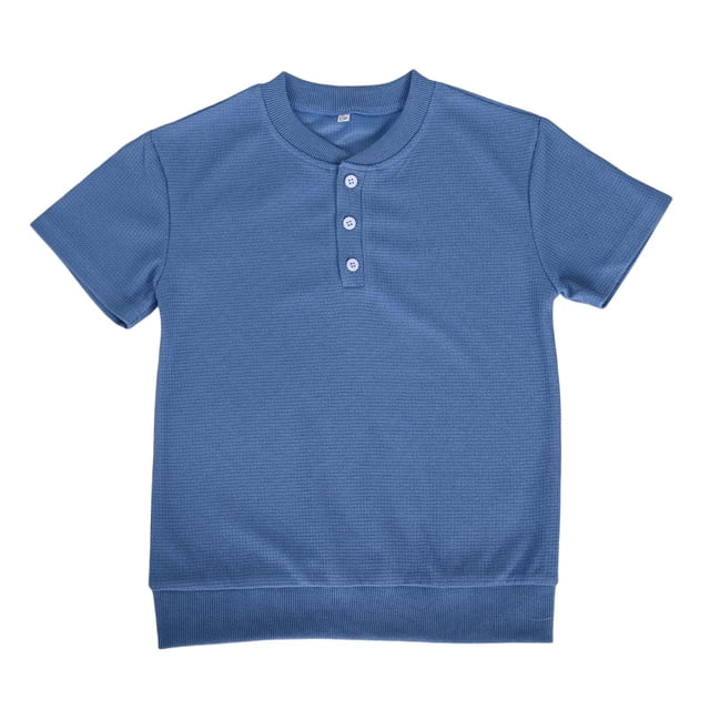 EGNMCR T-Shirt de Loisirs à Manches Courtes et Col Rond pour Garçon, Couleur Unie