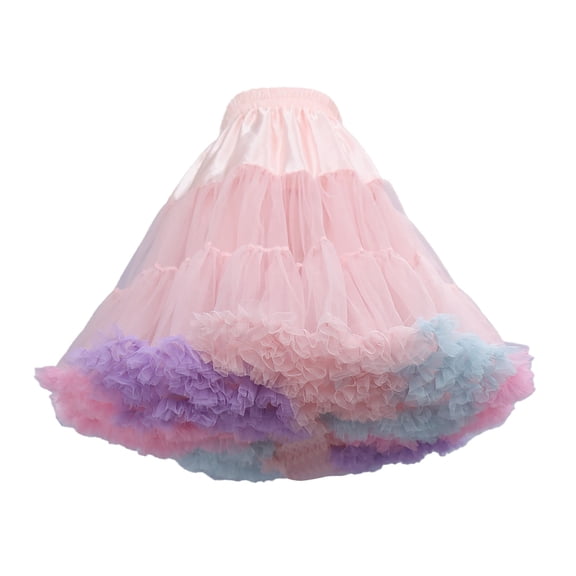 Bibifish Womens Tutu Skirts cute elegant Skirt Elastic Waist Rainbow Color Puffy Princess Mesh Tulle Party Performance Mini Skirts