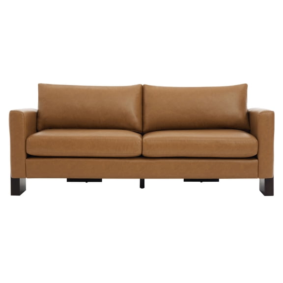 Modern Sofa Couch Stylish 3-seater Sofa with Rubberwood Legs for Living Room, or Office, Brown