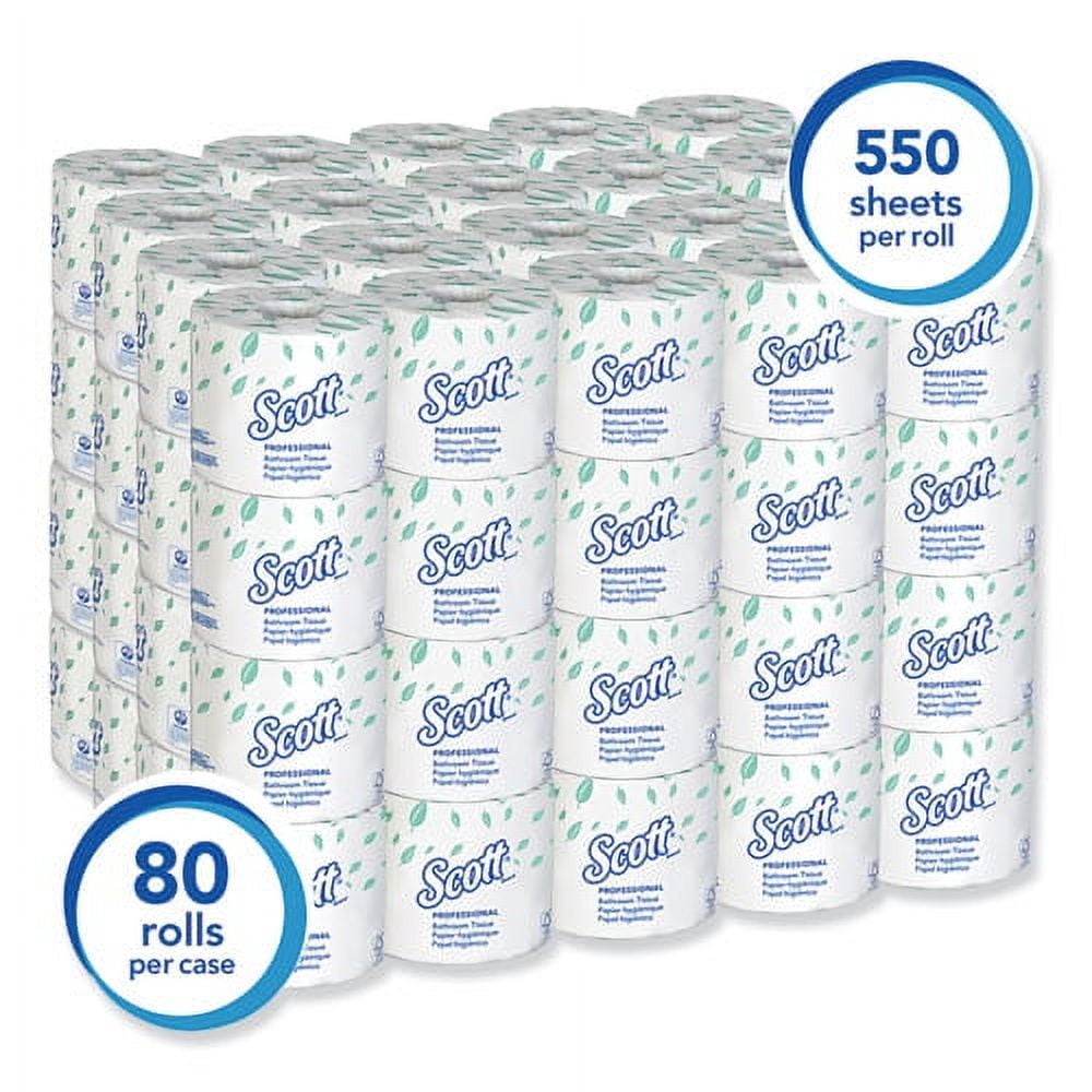 Essential Standard Roll Bathroom Tissue for Business, Septic Safe, 2-Ply, White, 550 Sheets/Roll | Bundle of 10 Rolls