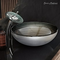 Cascade 16.5 Glass Vessel Sink with Faucet, Smoky Gray