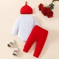 thumbnail image 4 of Bjutir Cute Toddler Baby Bodysuits Set Boys Girls Valentine'S Day Long Sleeve Letter Printed Romper Bodysuits Pants Hat Outfits For 6 Months, 4 of 6
