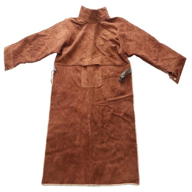 Delantal de trabajo de material cuero para soldar - Resistente y resistente a las llamas para barbacoas de bodas Marrón 108x65cm