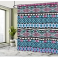 thumbnail image 5 of Ambesonne Ethnic Shower Curtain, Bohem Vintage Shapes, 69"Wx84"L, Dark Blue Hot Pink, 5 of 5