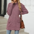 thumbnail image 4 of Towmus Women's Fall Sweatshirts Tunic Tops for Women Womens Turtleneck Oversized Long Sweater Dress Green Sweater, 4 of 6