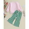 thumbnail image 5 of Toddler Baby Girl Christmas Outfit 6M 12M 18M 24M 3Y 4Y Santa Long Sleeve Sweatshirt Top Bell Bottoms Pants Set Clothes, 5 of 9