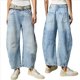 thumbnail image 2 of Pantalones Vaqueros Vintage de Cintura Baja, Elásticos, Estilo Boyfriend, de Pierna y con Realce de Glúteos para Mujer. Azul M, 2 of 7