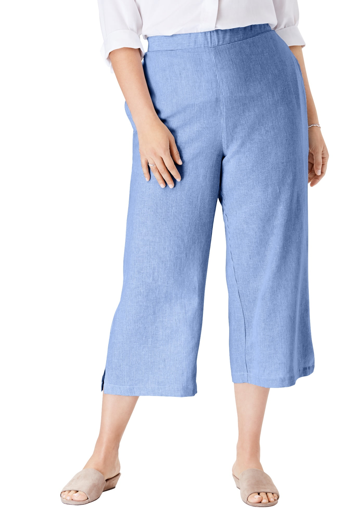 women's plus size linen capri pants