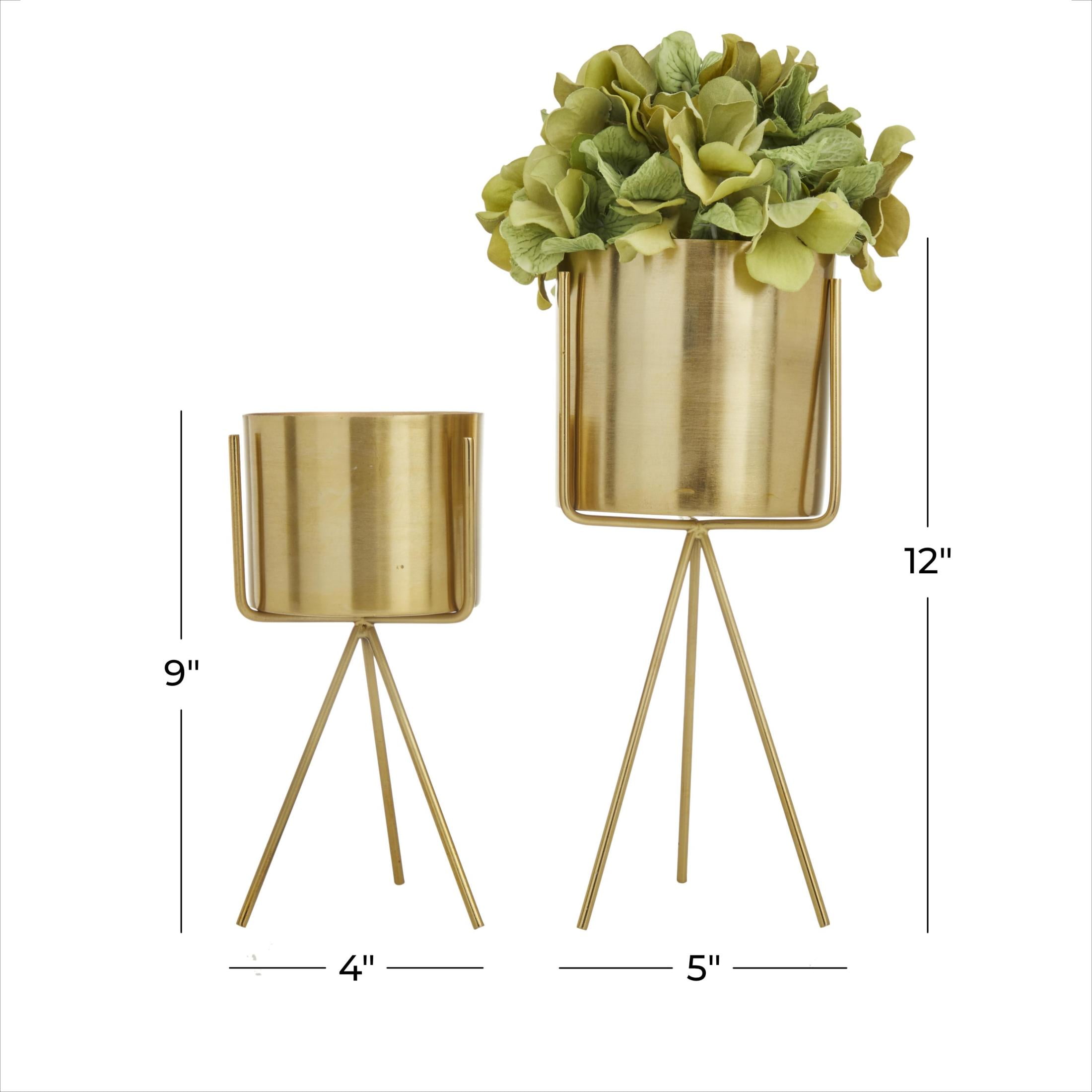 CosmoLiving by Cosmopolitan 12", 9"H Small Gold Metal Planter with Removable Stand (2 Count)