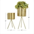 thumbnail image 3 of CosmoLiving by Cosmopolitan 12", 9"H Small Gold Metal Planter with Removable Stand (2 Count), 3 of 8