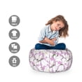 thumbnail image 2 of Floral Storage Toy Bag Chair, Bluebell Bouquets Beauty Fragrance Spring Buds Meadow Flowers Pattern, Stuffed Animal Organizer Washable Bag, Small Size, Lilac White and Green, by Ambesonne, 2 of 3