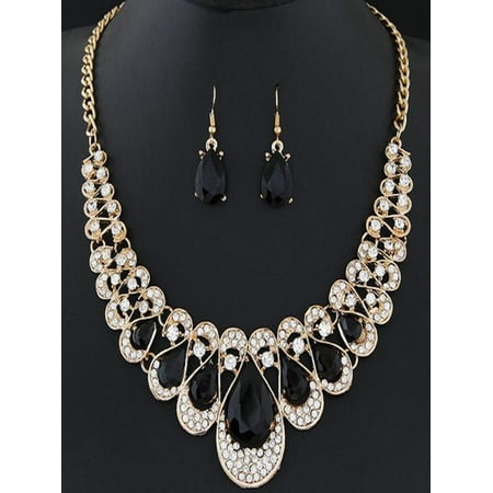 - Womens Mixed Style Bohemia color Bib Chain Necklace Earrings Jewelry BK