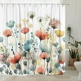 thumbnail image 3 of Rustic Boho Floral Shower Curtain, Bright Colorful Watercolor Flower Botanical Shower Curtain, Cute Minimalist Aesthetic Floral Bath Curtain with 12 Hooks, 72"×72" Blue Pink Sage Teal Cream Tan Grey, 3 of 6