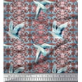 thumbnail image 1 of Soimoi Poly Georgette Fabric Floral Damask & Stork Bird Print Fabric by Yard 42 Inch Wide, 1 of 3