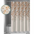 thumbnail image 4 of Flower Orange Shower Curtain, 72" x 72", Grey Cherry Blossoms Cotton Linen Background Waterproof Bathroom Curtain Washable Shower Curtain Set with 12 Hooks, 4 of 6
