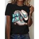 thumbnail image 1 of Women'S Fashion T-Shirt with Cowboy Boot & Hat Print - Casual Round Neck Short Sleeve Tee, White with Blue Bow & Gemstone Design, All-Season Comfort, Casual Wear | Western | Comfortable Fit, 1 of 6