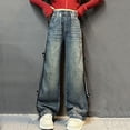 thumbnail image 2 of YUEHUA girls jeans size 18, Girls Straight Leg Jeans For And Fall Fashion Casual Wide Leg Trousers Comfortable Denim Pants For Toddler Big Kids, 2 of 5