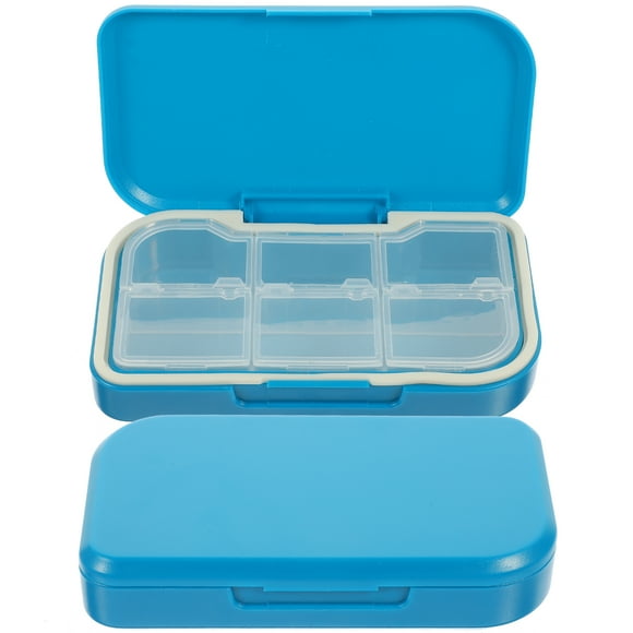 Pastillero portátil de 2 piezas con 6 compartimentos, organizador de pastillas, caja de almacenamiento, estuche de viaje