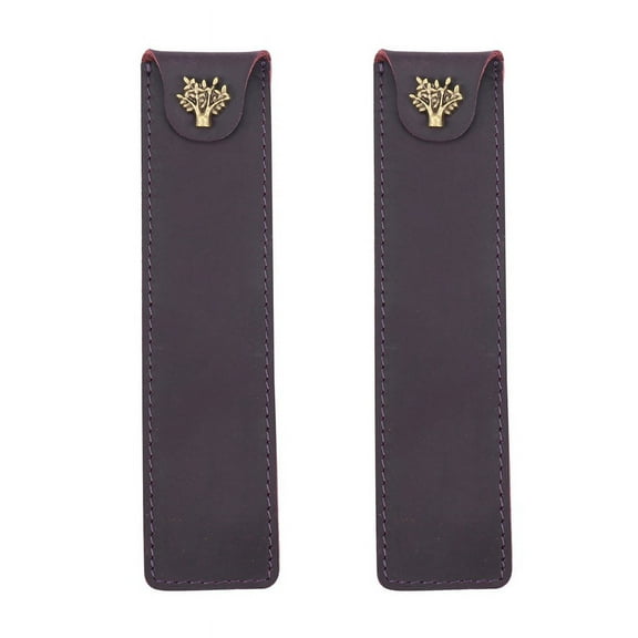2X Genuine Leather Pen Pouch Holder Single Pencil Bag Pen Case with Snap Button for Rollerball Fountain Ballpoint Pen