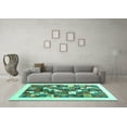 thumbnail image 3 of Ahgly Company Machine Washable Indoor Round Solid Turquoise Blue Modern Area Rugs, 5' Round, 3 of 4
