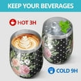 thumbnail image 4 of 12oz Stemless Wine Tumblers Pioneer Flower Vacuum Insulated Stainless Steel Travel Tumbler Cups Mug with Lid and Straw for Champaign,Cocktail,Beer with Cleaning Brush, 4 of 5